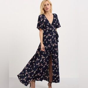 DONATED 

ROMWE Navy Maxi Dress with Bird Print